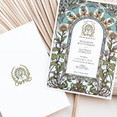 Blauwe bloemen & subtiele elegantie Art Nouveau br Kaart