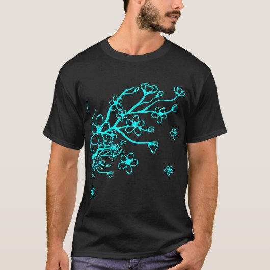 Blauwe bloemen t-shirt (Voorkant)