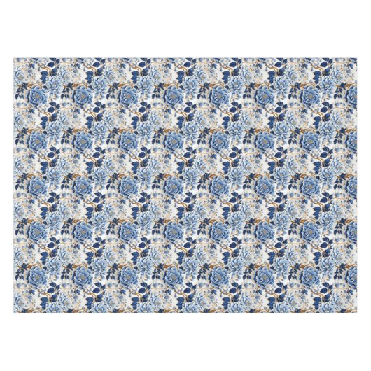  blauwe bloemen tafelkleed (Voorkant (Horizontaal))