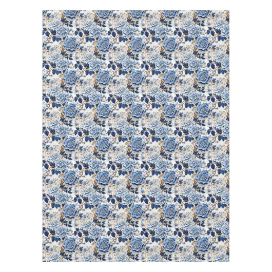  blauwe bloemen tafelkleed (Voorkant)