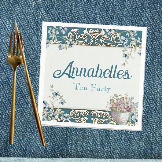  Blauwe Bloemen Tea Party Servet