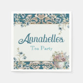  Blauwe Bloemen Tea Party Servet (Voorkant)