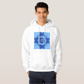 Blauwe Bloemen Tegel Patroon  Mediterraan Hoodie (Voorkant volledig)