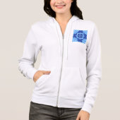 Blauwe Bloemen Tegel Patroon  Mediterraan Hoodie (Voorkant)