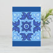 Blauwe Bloemen Tegel Patroon  Mediterraan Kaart (Staand voorkant)