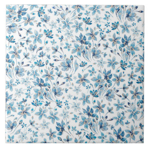 Blauwe bloemen tegeltje