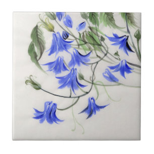 Blauwe bloemen tegeltje
