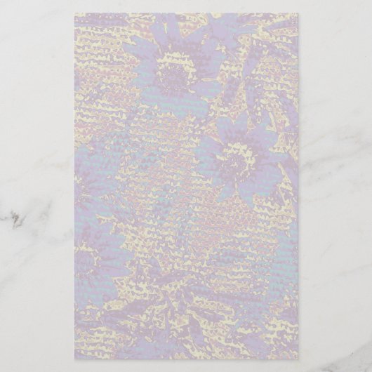 Blauwe bloemen tegen bladcamouflage briefpapier (Voorkant)