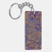 Blauwe bloemen tegen bladcamouflage sleutelhanger (Voorkant Links)