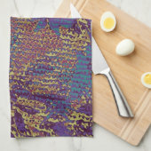 Blauwe bloemen tegen bladcamouflage theedoek (Quarter Fold)