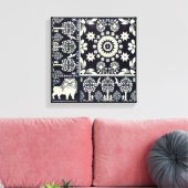 blauwe bloemen textiel canvas afdruk (Insitu (Woonkamer))