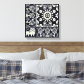 blauwe bloemen textiel canvas afdruk (Insitu (Slaapkamer))