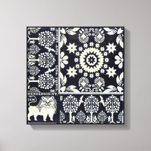 blauwe bloemen textiel canvas afdruk