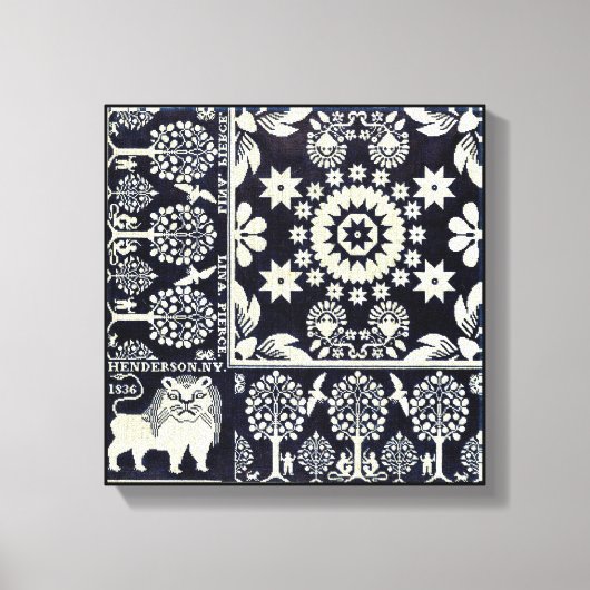 blauwe bloemen textiel canvas afdruk (Voorkant)
