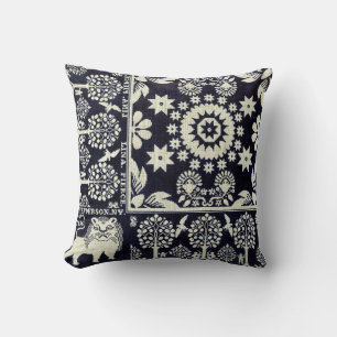 blauwe bloemen textiel kussen