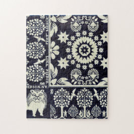  blauwe bloemen textiel legpuzzel