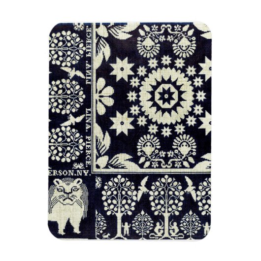 blauwe bloemen textiel magneet (Verticaal)