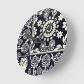 blauwe bloemen textiel ronde klok (Hoek)