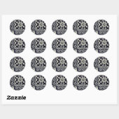 blauwe bloemen textiel ronde sticker (Vel)