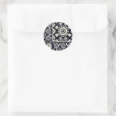 blauwe bloemen textiel ronde sticker (Tas)