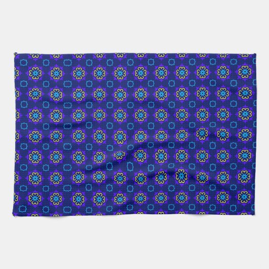 blauwe bloemen theedoek (Horizontaal)