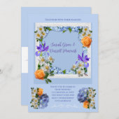 Blauwe bloemen thema bruiloft uitnodigingen (Voorkant / Achterkant)