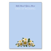 Blauwe bloemen thema trouwtafel naamlijst kaart (Achterkant)