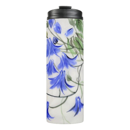 Blauwe bloemen thermosbeker (Voorkant)