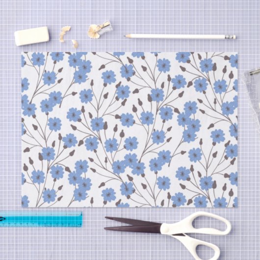 Blauwe bloemen tissuepapier (Craft)