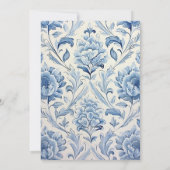 Blauwe Bloemen Toile 50e Verjaardag Chinoiserie Kaart (Achterkant)