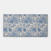 Blauwe bloemen Toile de Jouy Bureaumat (Voorkant)