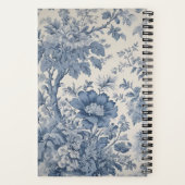 Blauwe bloemen Toile de Jouy | JOUW NAAM Notitieboek (Achterkant)