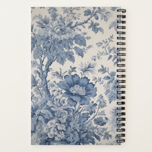 Blauwe bloemen Toile de Jouy | JOUW NAAM Notitieboek (Achterkant)