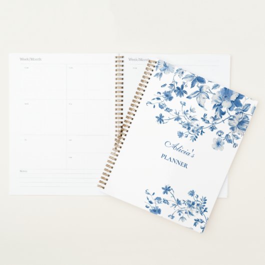  Blauwe Bloemen Toile de Jouy Planner (Display)