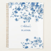  Blauwe Bloemen Toile de Jouy Planner (Voorkant)