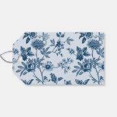 Blauwe Bloemen Toile Verjaardag Cadeaulabel (Achterkant Horizontaal)