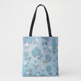 blauwe bloemen tote bag