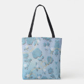 blauwe bloemen tote bag (Achterkant)