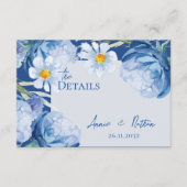  Blauwe Bloemen Trendy Bloemen Trouwdetails Informatiekaartje (Voorkant)