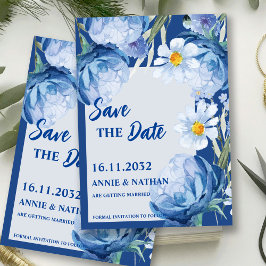  Blauwe Bloemen Trendy Wedding Save the Date