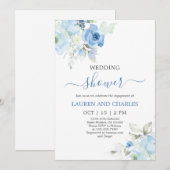 Blauwe Bloemen Trouwdouche Uitnodiging (Voorkant / Achterkant)