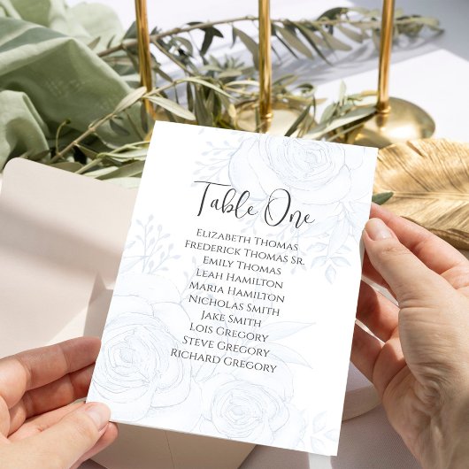 Blauwe Bloemen Trouwtafel Nummer Aangepast