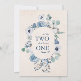 Blauwe bloemen twee worden een bruiloft uitnodigin kaart