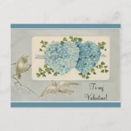 Blauwe Bloemen Valentijn Harten Met Briefkaart
