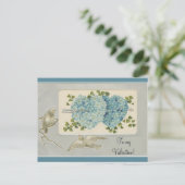  Blauwe Bloemen Valentijn Harten Met Briefkaart (Staand voorkant)