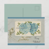  Blauwe Bloemen Valentijn Harten Met Briefkaart (Voorkant / Achterkant)