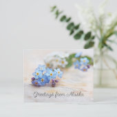Blauwe Bloemen Vergeet me niet Groeten uit Alaska Briefkaart (Staand voorkant)