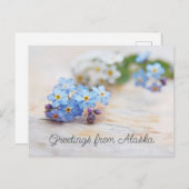 Blauwe Bloemen Vergeet me niet Groeten uit Alaska Briefkaart (Voorkant / Achterkant)