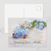 Blauwe Bloemen Vergeet-mij-nietje Groeten uit Alas Briefkaart (Voorkant / Achterkant)