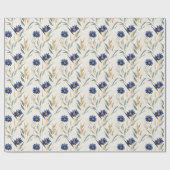 Blauwe Bloemen Verjaardag Cadeaupapier (Vlak)
